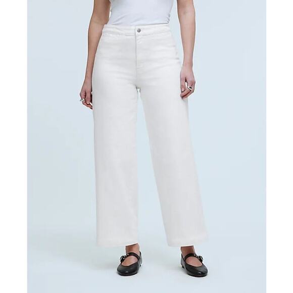 Madewell The Curvy Emmett Jeans Petite Wide Leg High Rise Crop White NWT 28P - Picture 1 of 13